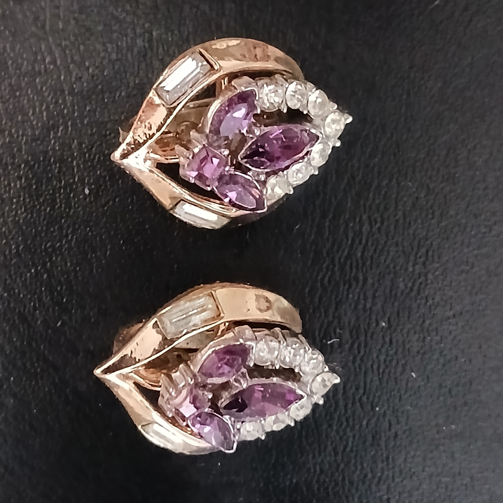 Elegant Purple and Gold Women's Earrings
